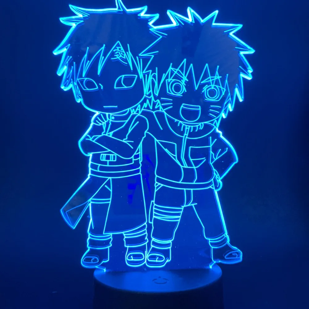 Naruto Uzumaki Naruto Gaara Shippuden 3d Light Anime Uzumaki 3d Night Light LED for Child Bedroom Home Decorative Lamp for Xmas