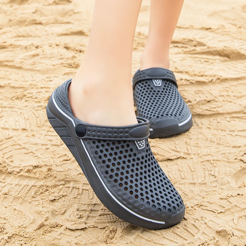 

Summer men's slippers women's shoes bird's nest hole slippers solid color breathable shoes
