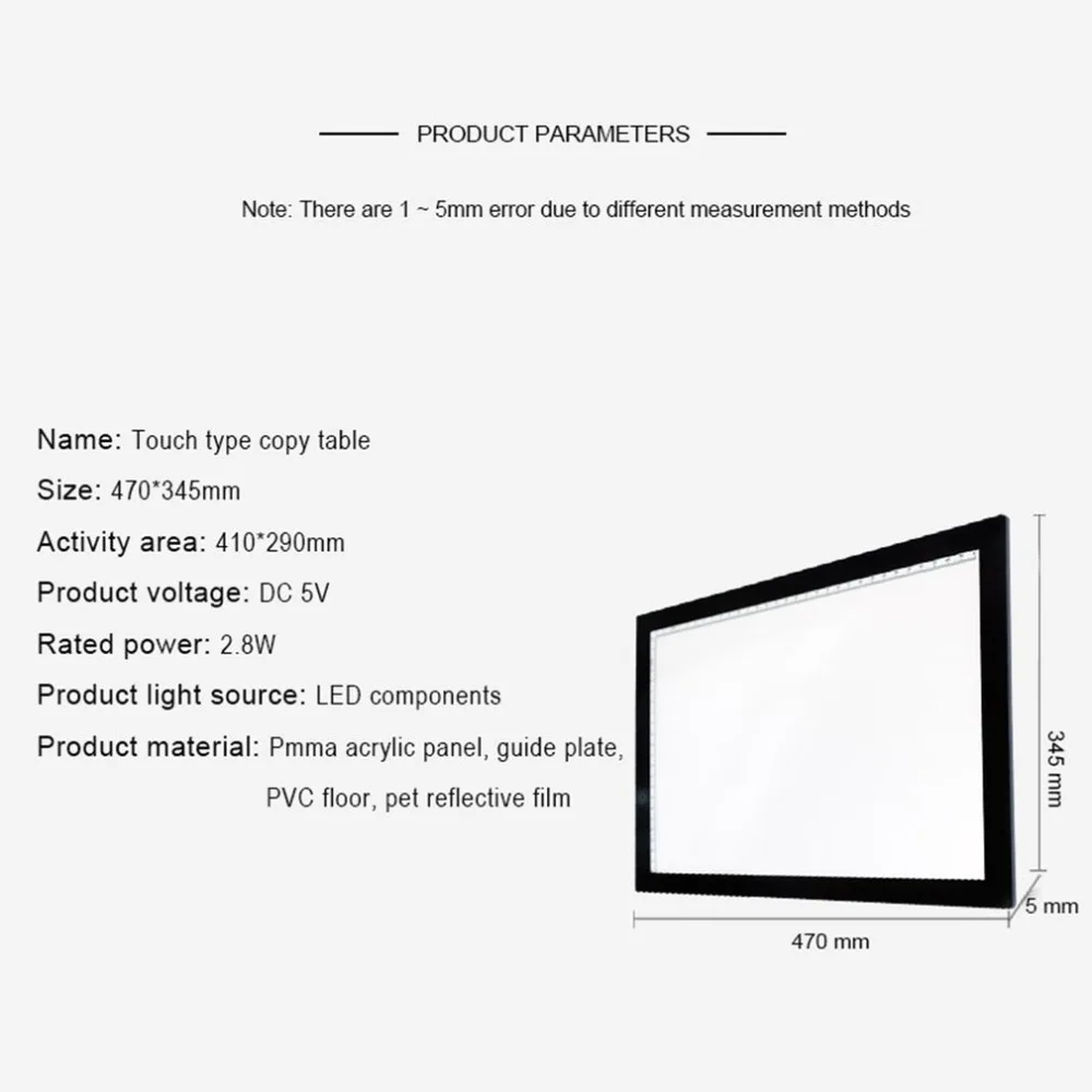 Portable Ultra-thin A3 LED Tracing light Touch Board Artist Drawing Drafting Graphics Tablet Animation Drawing Copy Board