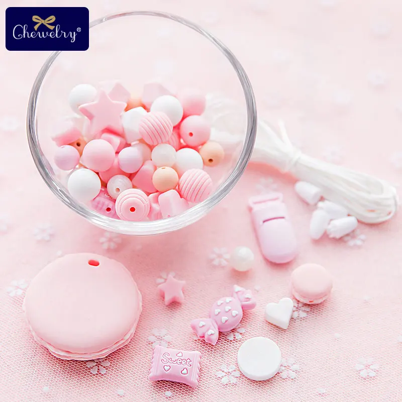 1 Комплект Макарон Силиконовые DIY Набор для соска зажимы цепь жевательные конфеты облако Силиконовые бусы для прорезывания зубов Рождественский подарок детские погремушки
