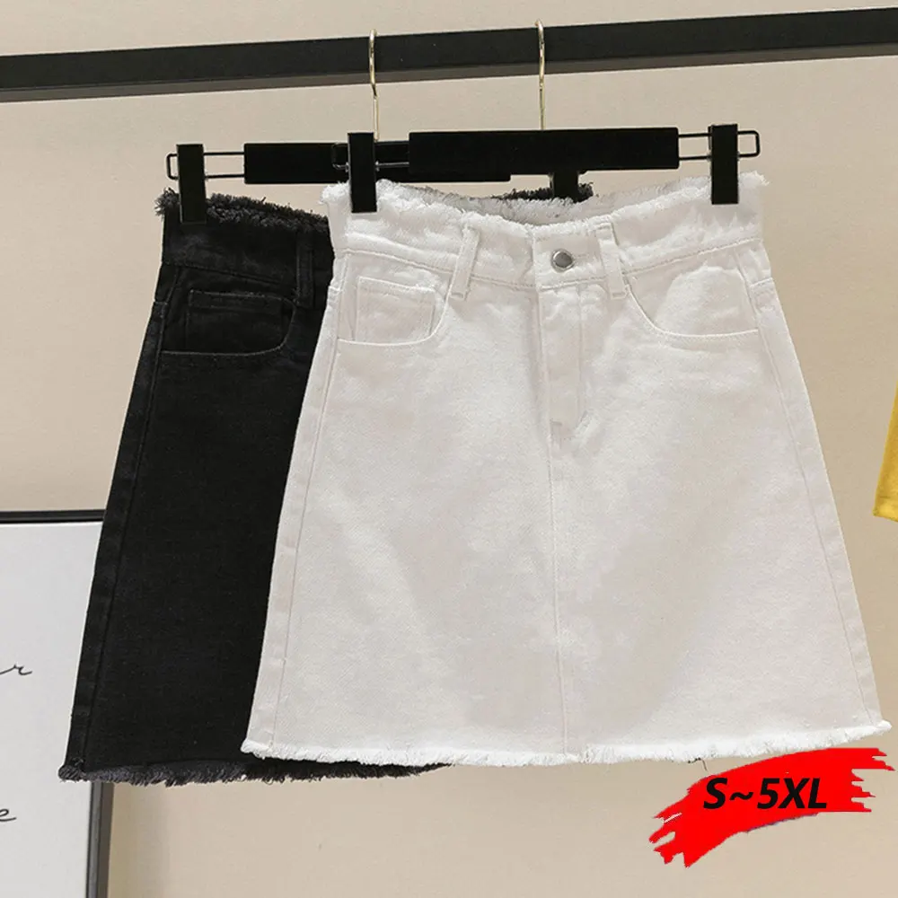 Облегающая джинсовая мини юбка на молнии размера плюс юбки XXL черно белые