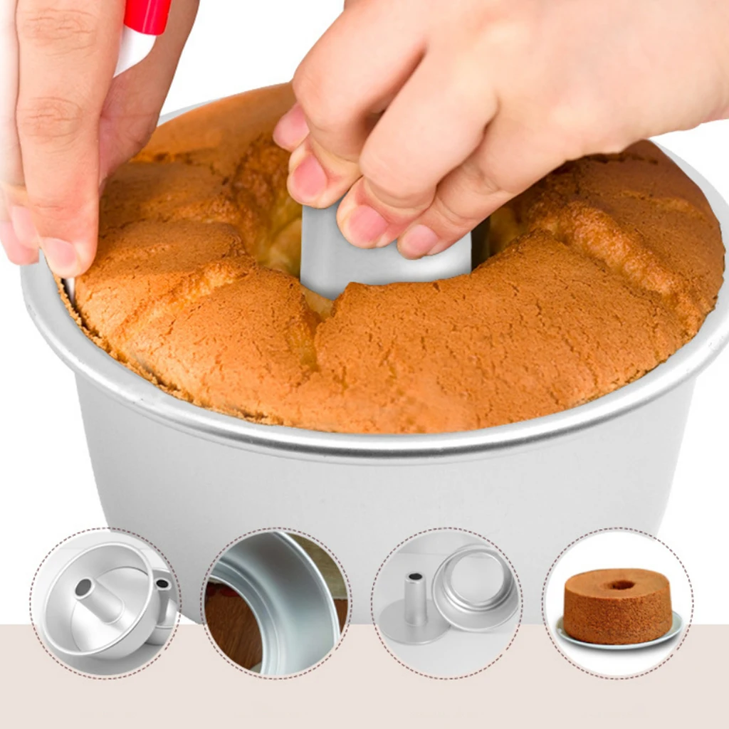 6/8inch Hollow Chimney Chiffon Cake Mold Pan Aluminum Alloy Round Cheesecake Mousse Pan Removable Bottom Baking Cake Tools