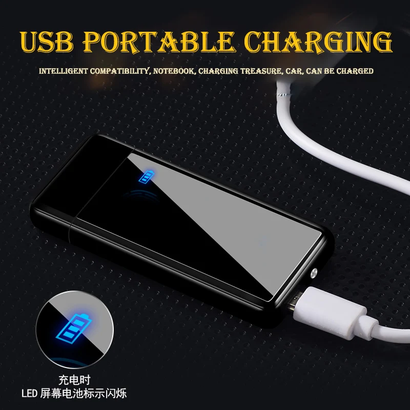 USB Зажигалка Электронная зажигалка гаджеты для мужчин разблокировка отпечатков пальцев перезаряжаемая ветрозащитная Зажигалка для мужчин подарок