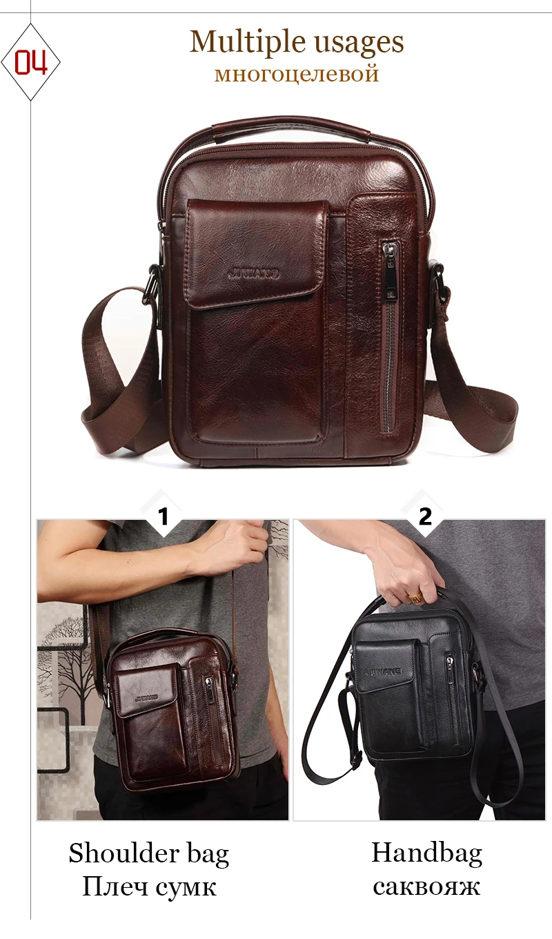 New Genuine Leather Man Messenger Bags Vintage Cow Leather Small Shoulder bag For Male Men's Crossbody Bag Casual Tote handbags