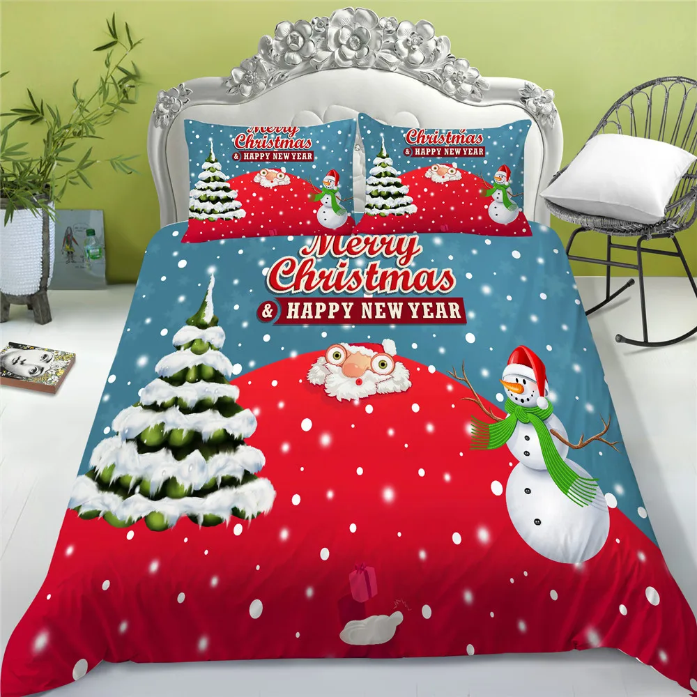 

Christmas Duvet Cover 3D Bedding Set Polyester Bedclothes King Queen Size for Kids Adult Bed Gift Room Decorations