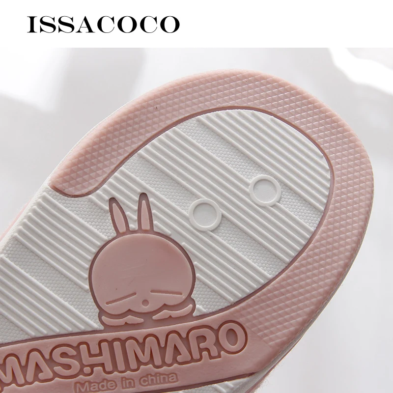 ISSACOCO/новые зимние тапочки; мужские пушистые меховые теплые резиновые тапочки; домашние тапочки с кроличьим мехом; мужские повседневные Тапочки