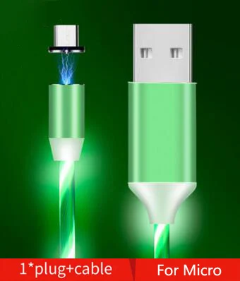 For Micro Green Автомобильный зарядный кабель светодиодный светящийся Магнитный usb-кабель для Ford Focus Fiesta Mondeo 4 3 Transit Fusion Kuga Ranger Mustang KA S-max - Цвет: For Micro Green
