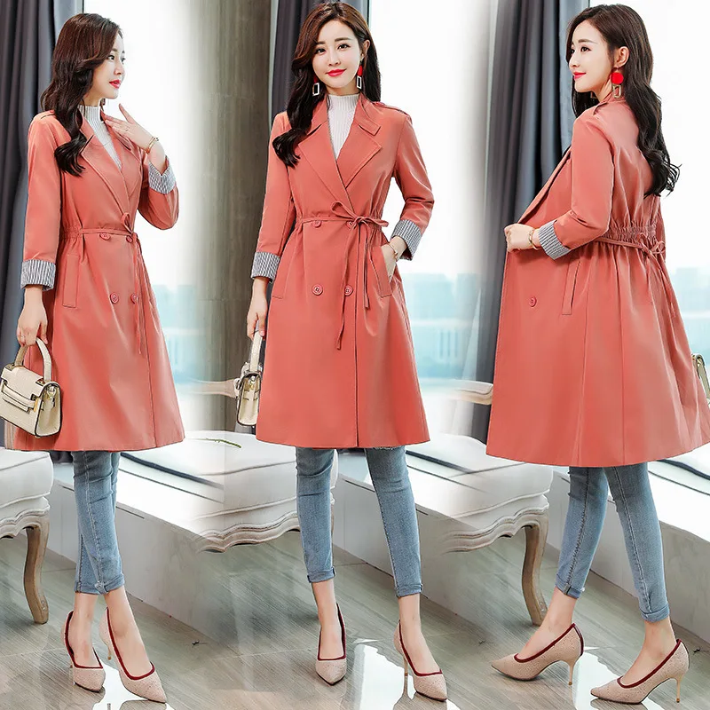 

2019 Autumn Cardigan Fashion Elegant Casual Solid Color Mid-length Long Sleeve Slim Fit
