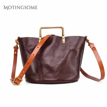 

Minimalism Genuine Leather Tote Bag Vintage Style Cowhide Women Handbag calfskin Leather Luxury Shoulder Crossbody Bag 2020 New