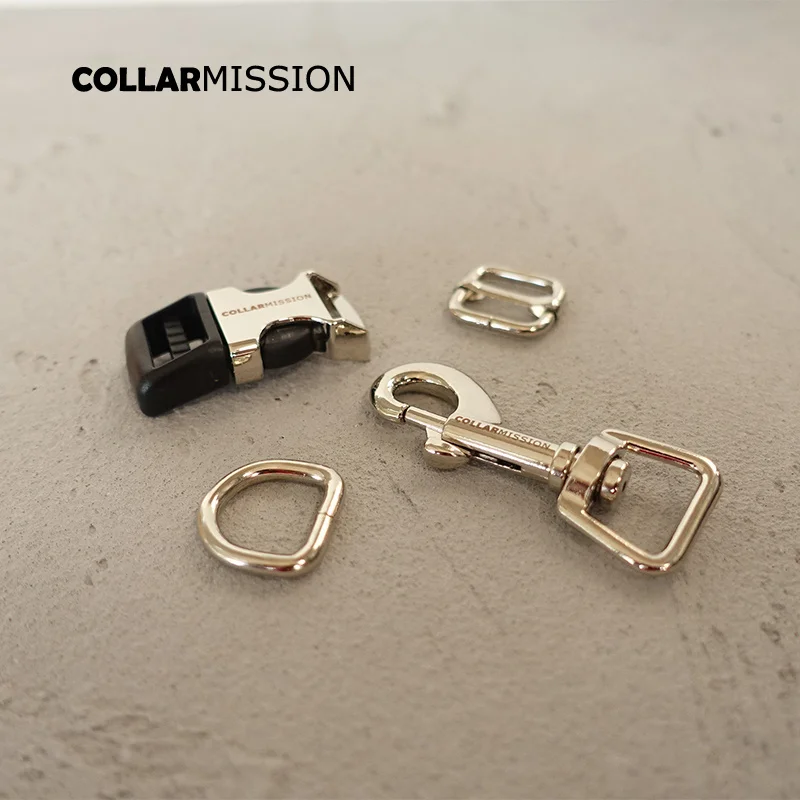 100sets/lot(metal buckle+adjust buckle+D ring+metal dog clasp/set) 15mm provide laser engraving service customize LOGO