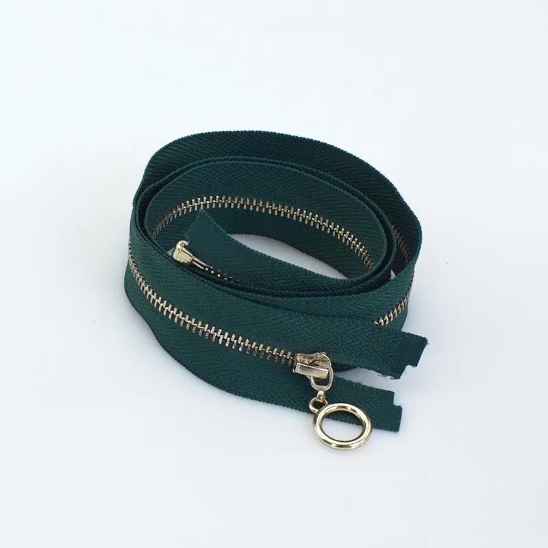 darkgreen Meetee 2/5 шт 3#70 см с металлическими заклепками; туфли-лодочки на молнии, Fermeture застежкой-молнией A Coudre с открытым концом застёжка-молния для шитья DIY аксессуары для одежды KY2135 - Цвет: darkgreen