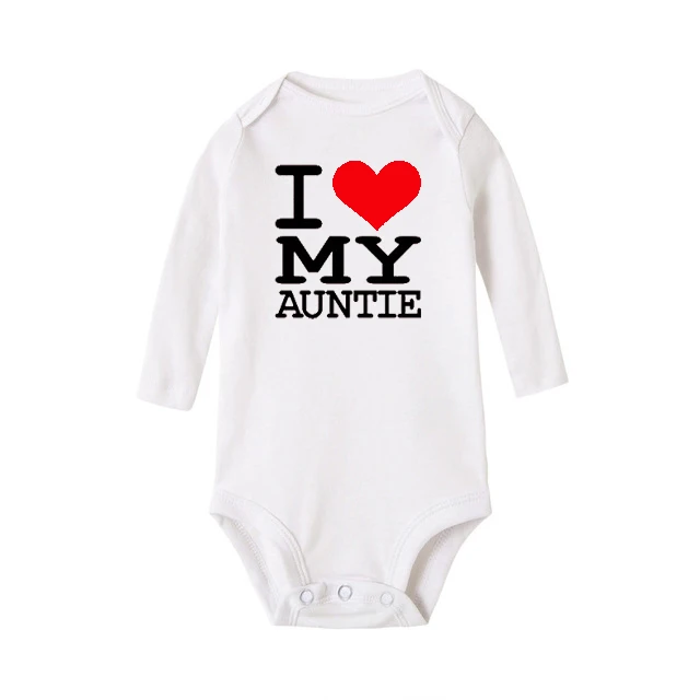 Забавные детские боди с длинными рукавами и надписью «I LOVE MY AUNTIE»; хлопковое теплое осеннее ночное белье для новорожденных; модная одежда