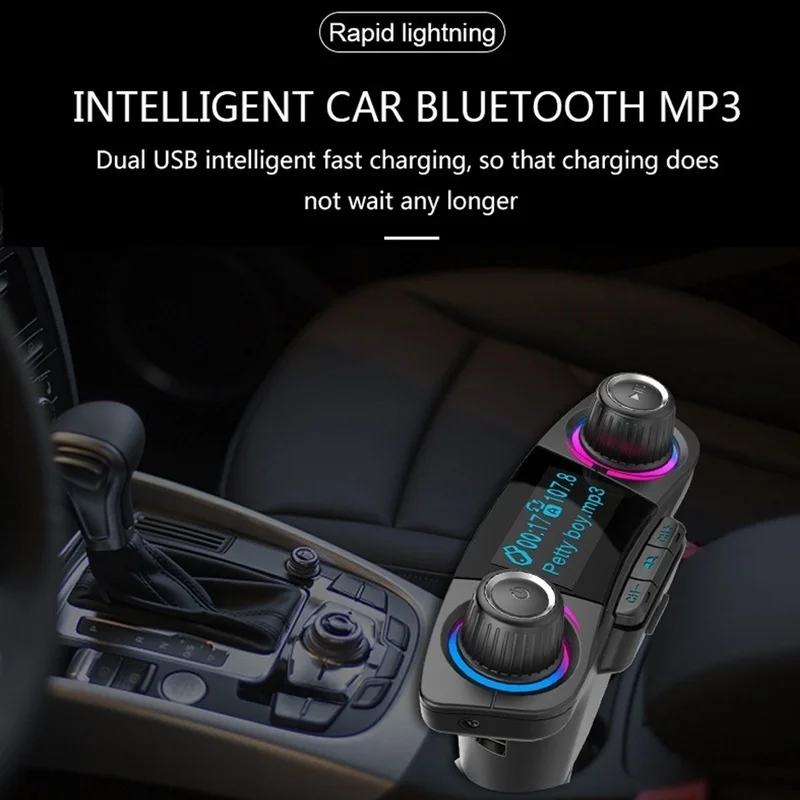 Автомобильное зарядное устройство для телефона, fm-передатчик, bluetooth-приемник, аудио, громкая связь, автомобильный комплект, двойной USB, 5 В, 2.1A, двойной USB порт, автомобильное зарядное устройство для телефона