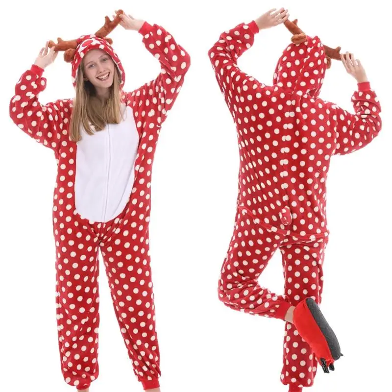 Кигуруми для взрослых Аниме Косплей Костюм Розовый олень комбинезон унисекс