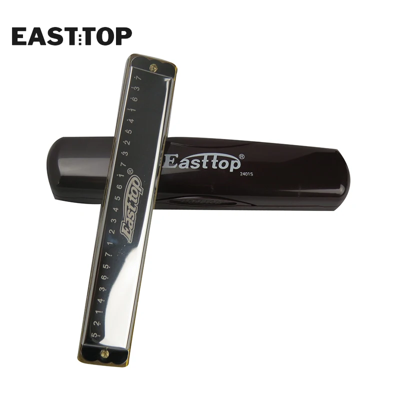 EASTTOP T2401s 24 Holes Harmonica Professional Tremolo Harmonica Harp 24 Hole C Key With Case Durable Quality Portable