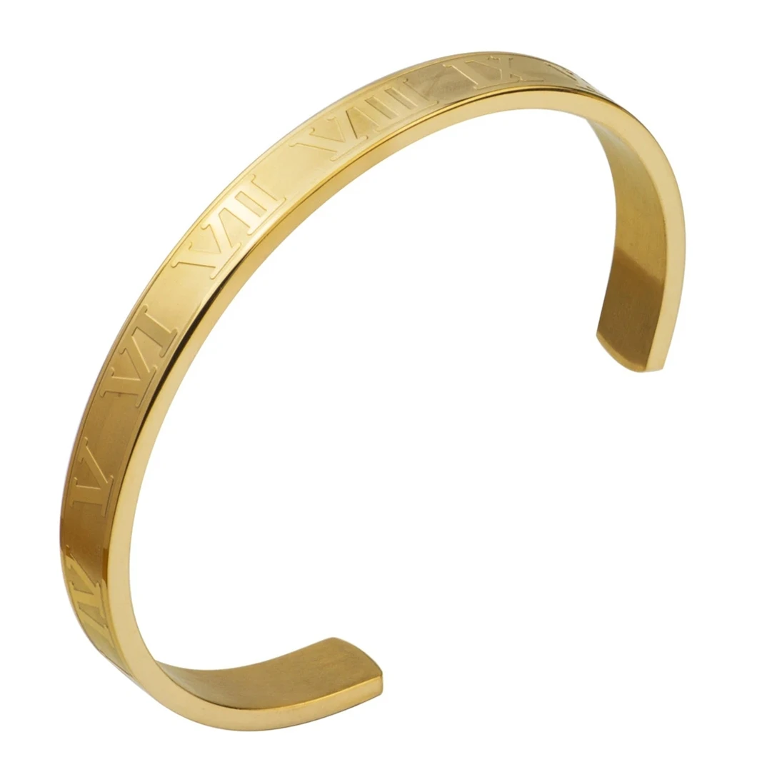 Bracelet and bangle with golden Roman numeral design3 pieces – L'Homme Men's  Fashion