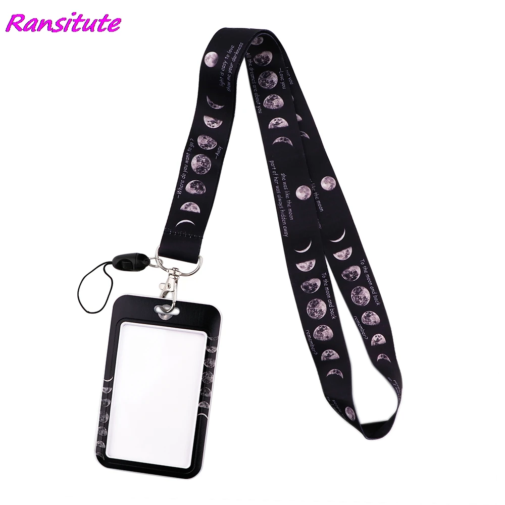 Ransitute R1855 Lunar Eclipse Lanyard Card ID Holder Car KeyChain ID Card Pass Gym Mobile Phone Badge Key Ring Holder Jewelry badge holder,retractable key ring,retractable id lanyard,retractable id tag,badge holder keychain,hanging neck strap