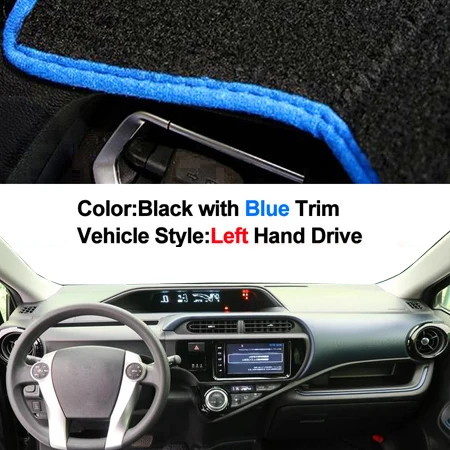 Крышка приборной панели автомобиля тире коврик ковер для Toyota Аква Prius C 2011- LHD RHD 2 слоя зонт авто накидка - Название цвета: LHD Blue Trim