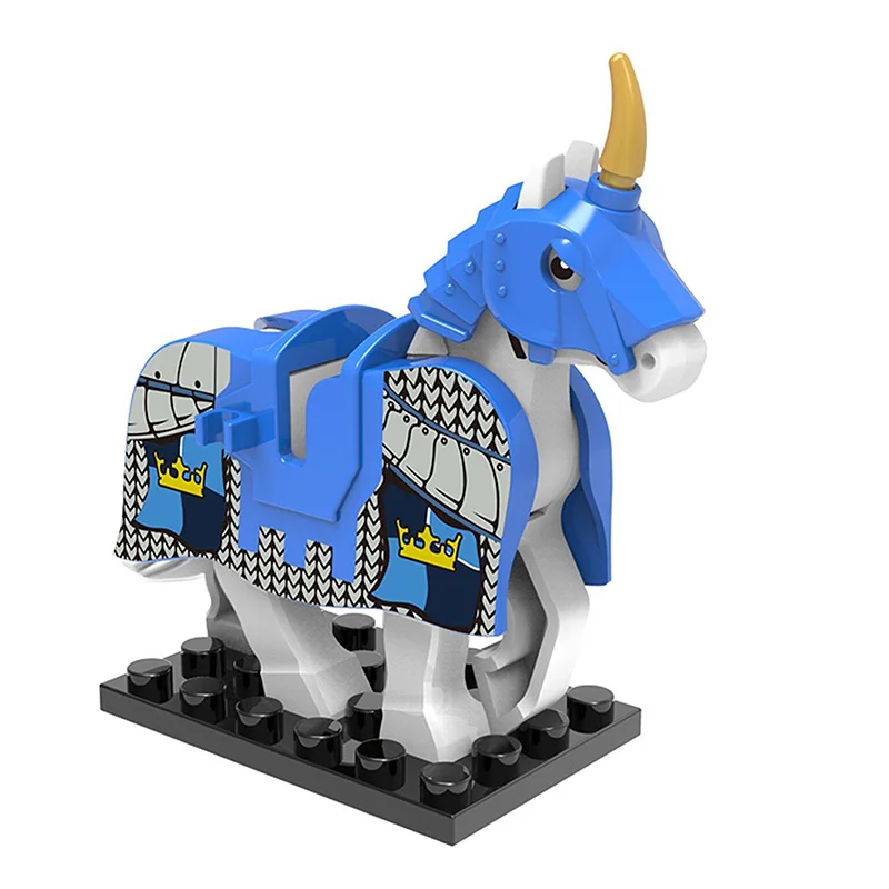 Single Medieval Knights War Armored Horse Wild Animal Figure Horse Building Blocks MOC Accessories Sets Model Kits Bricks Toys (6)