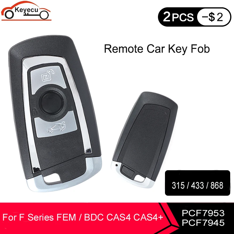 KEYECU для BMW FEM / BDC CAS4 + 2011-2017 умный дистанционный ключ-брелок от машины 315 МГц/433 МГц/868