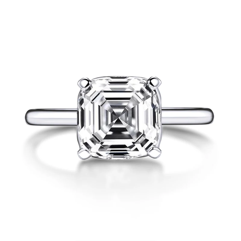 AINUOSHI роскошное 4 карат огранка камня «asscher Cut» кольцо обручальное кольцо с искусственным бриллиантом свадебное Стерлинговое Серебро; солитер кольцо ювелирные изделия для женщин