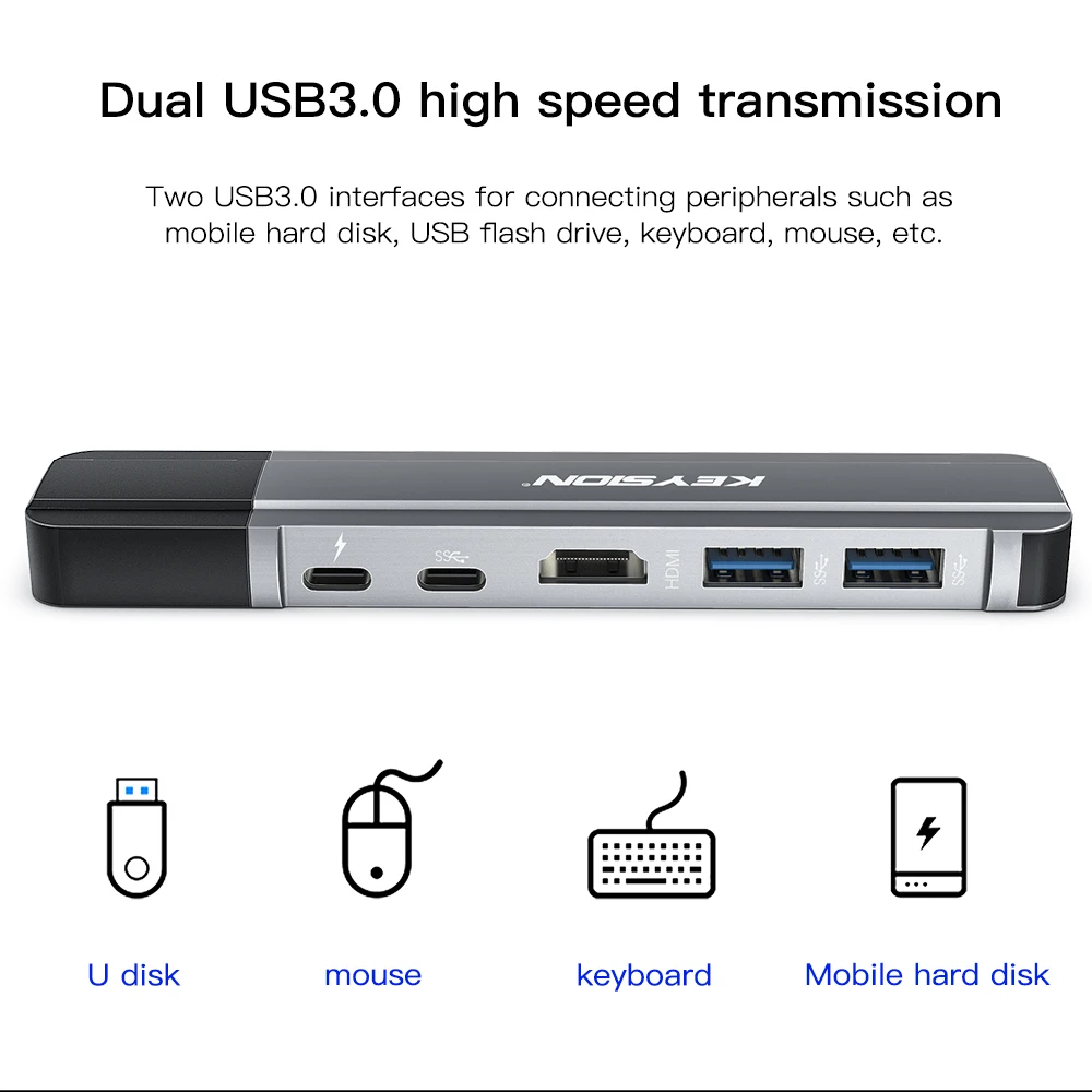 KEYSION usb-хаб C концентратор для нескольких USB 3,0 HDMI адаптер USB разветвитель для MacBook Pro док-станция Thunderbolt 3 концентратор RJ45 Двойной Концентратор USB Type C