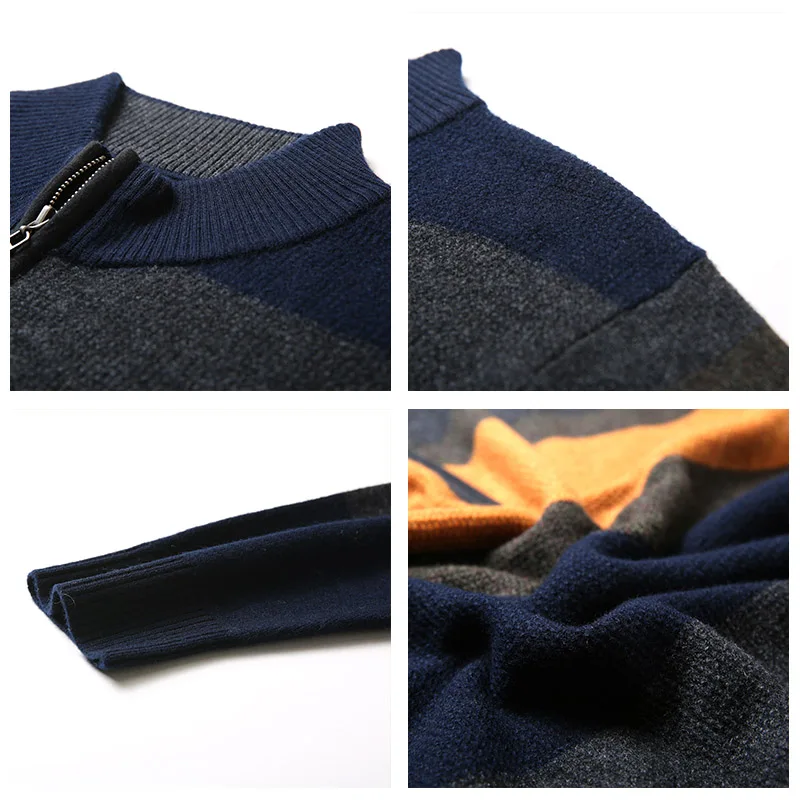 COODRONY Brand Sweater Men Thick Warm Winter Zipper Turtleneck Sweaters 100% Merino Wool Pullover Men Cashmere Pull Homme 93033