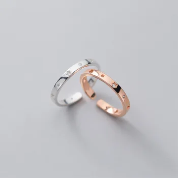 

925 Sterling Silver Rings for Women Trendy Cubic Zirconia Hollow Star Ring Jewelry Adjustable Birthday Party Gift Female Simple