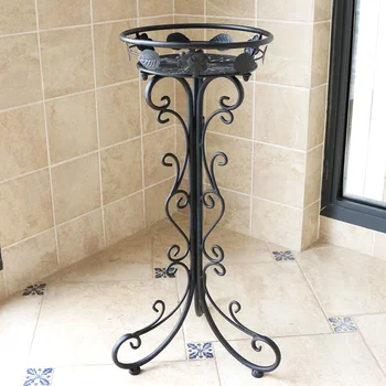 

Flower stand flower pot rack single Floor type wrought iron European style indoor living room hanging orchid plant rack