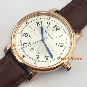

Debert Stainless golden steel case 43mm White Dial blue pointer Automatic Date Day Mens watch