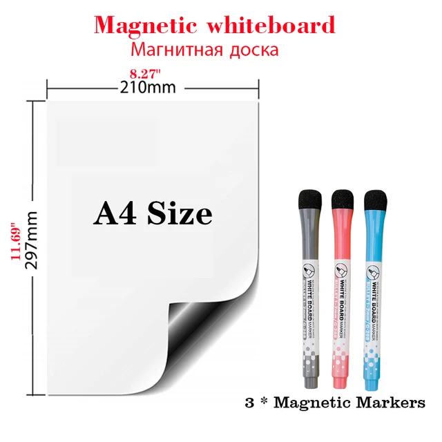 Magnetic soft whiteboard refrigerator stickers erasable memo message board office teaching practice writing board door stickers A4-Q3Pen