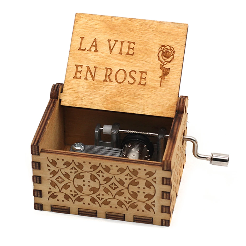 La Vie En Rose Античная резная деревянная рукоятка королева музыкальная шкатулка Игра престолов Пираты кариба тема из Звездных Войн музыкальная шкатулка Рождественский подарок - Цвет: La Vie En Rose