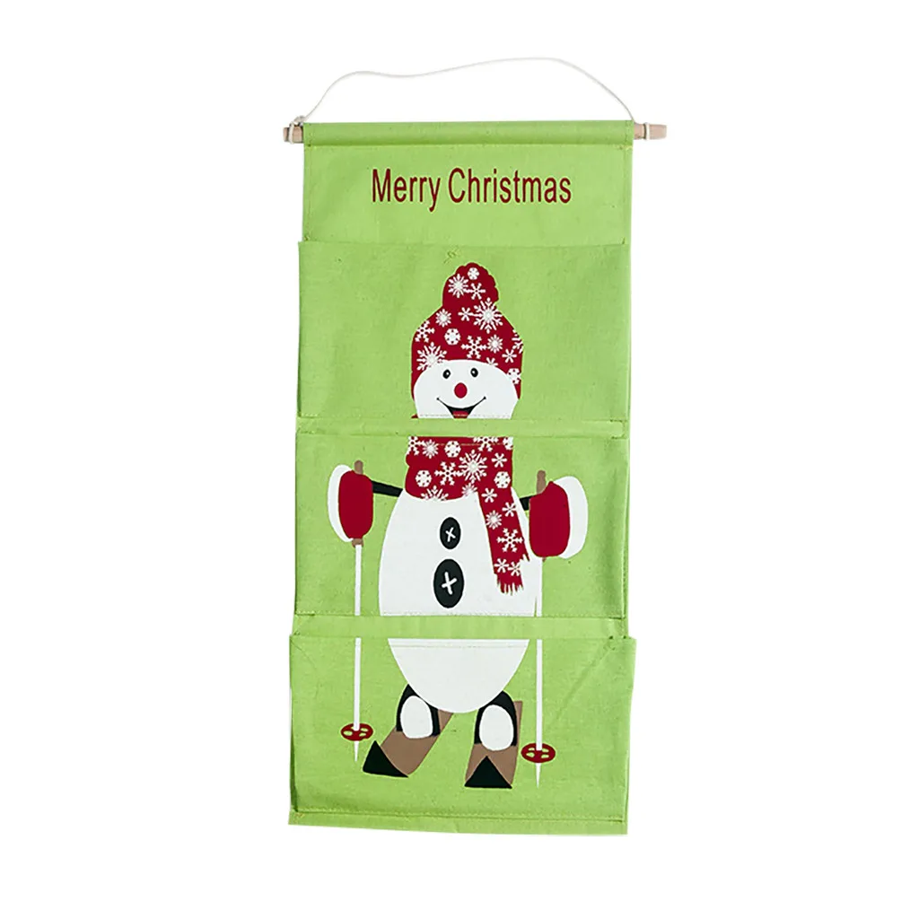 1 Pcs Christmas Storage Bag Decoration Supplies Canvas Printing Christmas Storage Hanging Bag Door Decoration Storage Bag A30930 - Цвет: D