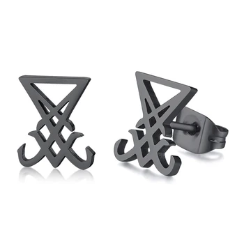 

Sigil Of Lucifer Satanic Stud Earring for Men Stainless Steel Sigil of Baphomet Satan Jewelry