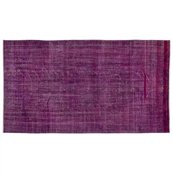 

Handmade Fuchsia Vintage Overdyed Turkish Area Rug 155x284 Cm-5'1''X9'4''
