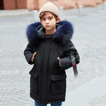 

2020 Children's Wear Children's Down Jacket Boys Girls Mid-length Korean Thick Fur Collar
