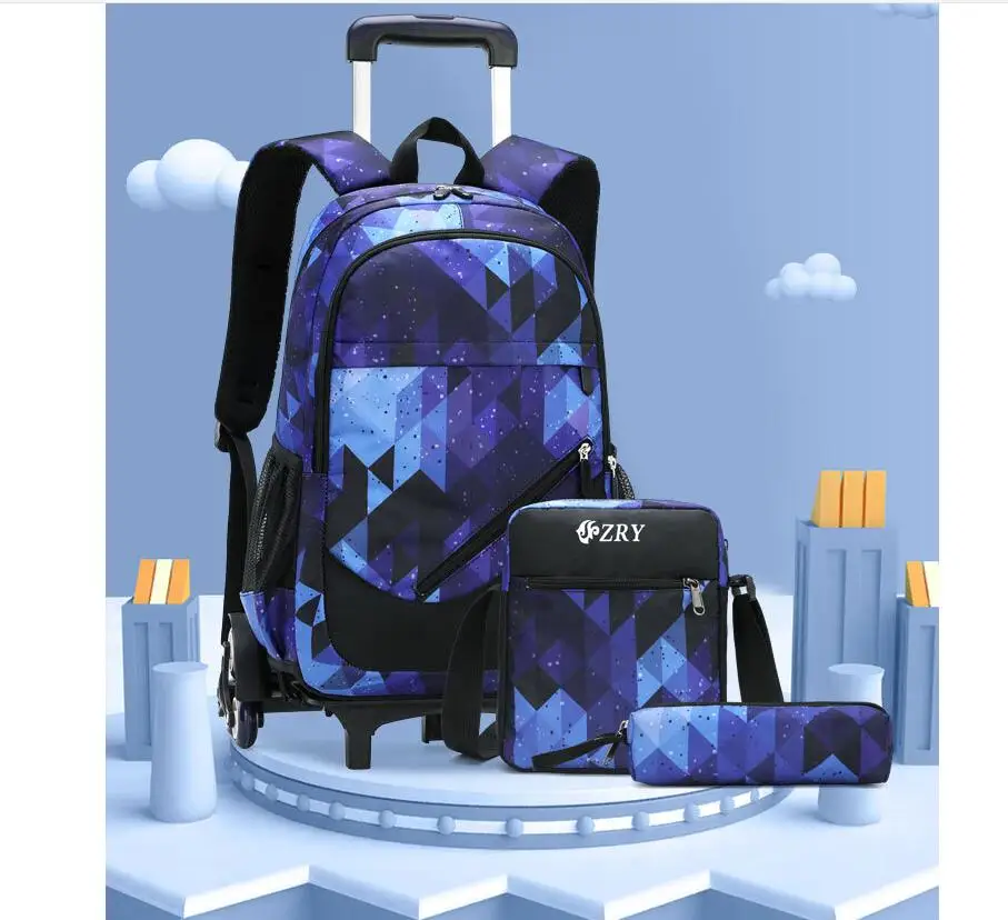 Boys kids school wheeled backpack bag children school backpack on wheels teenager boys school trolley bag with wheels for boys