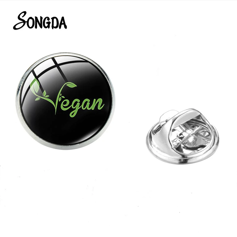 SONGDA I Am Vegan, Броши из нержавеющей стали, булавка, ручная работа, стекло, кристалл, модная одежда, сумочка, украшенные булавки для вегетарианского подарка