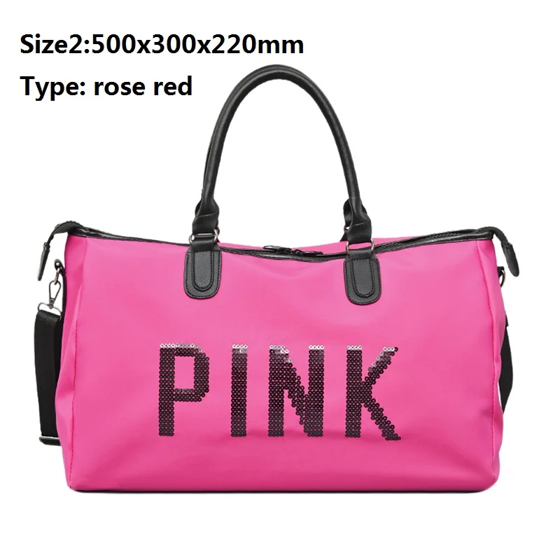 Спортивная сумка для спортзала, Женская нейлоновая водонепроницаемая сумка на плечо для фитнеса, для йоги, женская сумка для упражнений, Большая вместительная сумка с буквенным принтом - Цвет: Rose Red