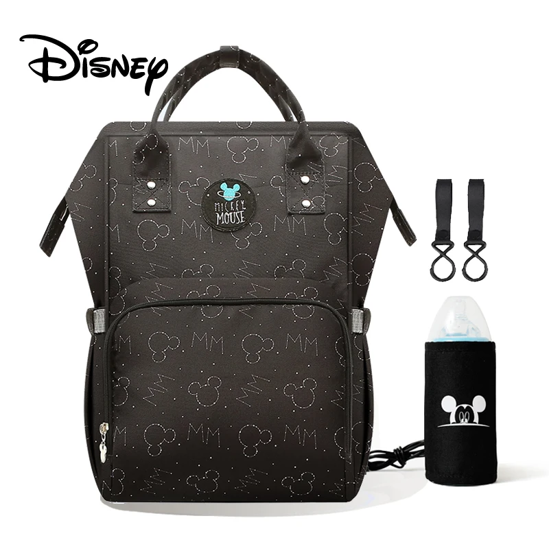 black Настоящий рюкзак disney, сумка для подгузников, сумка для подгузников, сумки для подгузников, коляска, USB нагрев, для беременных, для ухода за ребенком, сумка для подгузников, дорожная сумка - Цвет: black