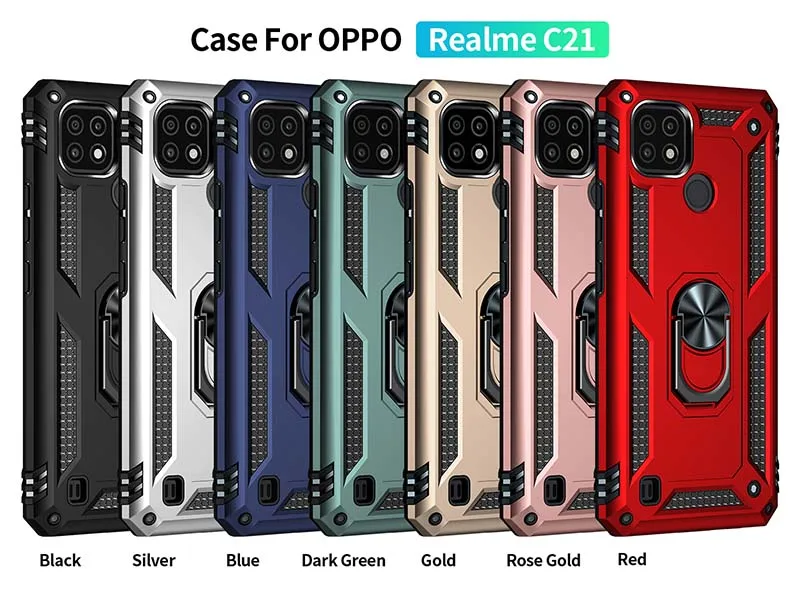 cell phone pouch with strap For Realme C21 C 21 Phone Case for Oppo A15 A15S A16 A53 A53S 2020 A54 A74 A93 A94 F17 F19 Pro Reno 5 Lite 4F 5F 5Z Armor Cover mobile phone case with belt loop