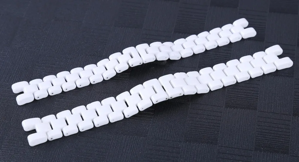 16cmx16.2mm 19cmx18.6mm White Ceramic Watch Band Universal Men Women Ceramic Watch Strap Notched White Bracelet (7)