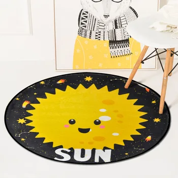 

Cartoon Planet round Mat Carpet Bedroom Children's Cartoon Climbing Pad Bedside Carpet Living Room Mat