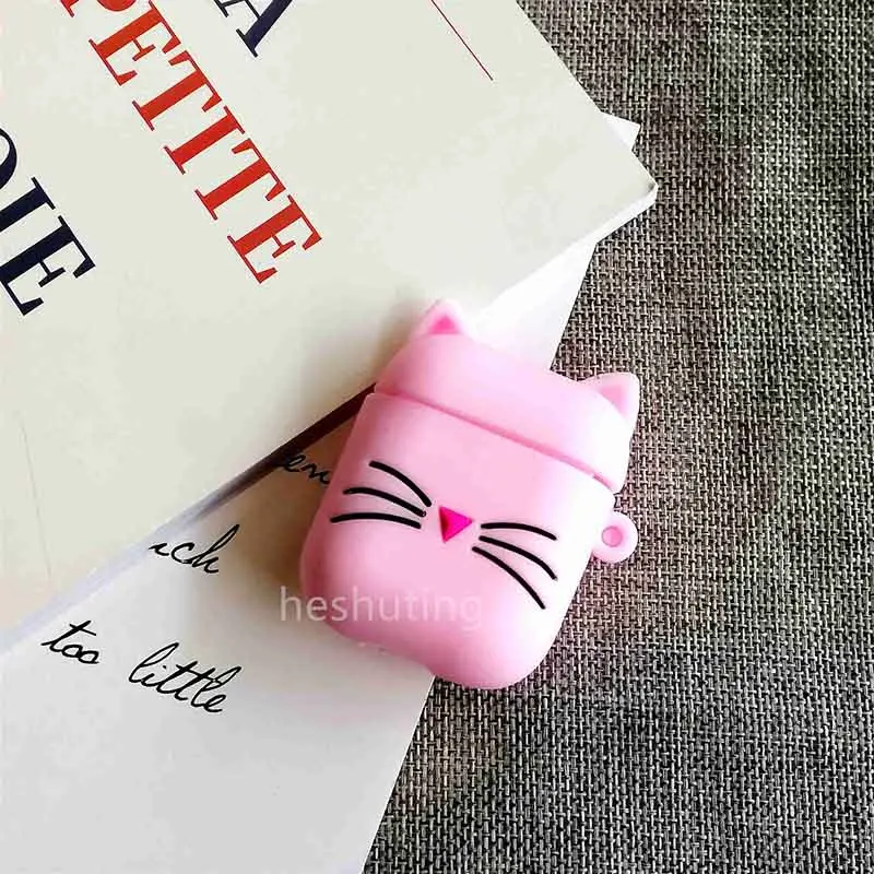 Pinkbeardcat Для AirPods чехол 3D милый бисквит чехол для наушников s для Apple Airpods 2 забавная Защитная крышка без кольца на палец - Цвет: Pinkbeardcat