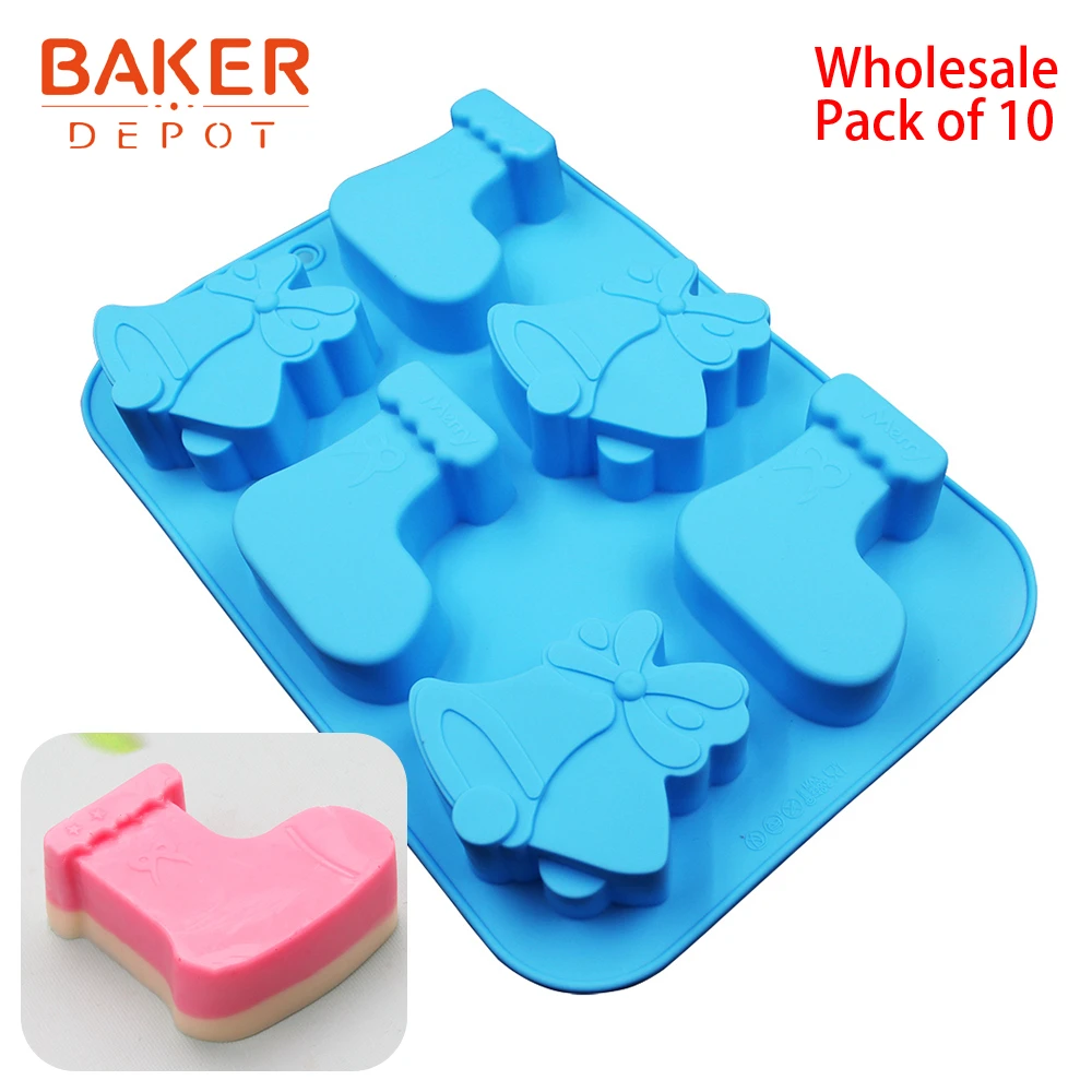 BAKER DEPOT силиконовые формы для торта Кондитерские рождественские ручной работы мыло смолы гипсовые формы для украшения торта набор инструментов из 10 - Цвет: CDSM-678