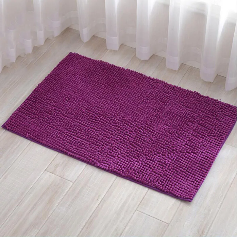 Short-Haired Chenille Doormat Rug Water Absorption Carpet Kitchen Bathroom Carpet Floor Mat for Living Room Anti Slip Bath Mat - Цвет: Dark Purple