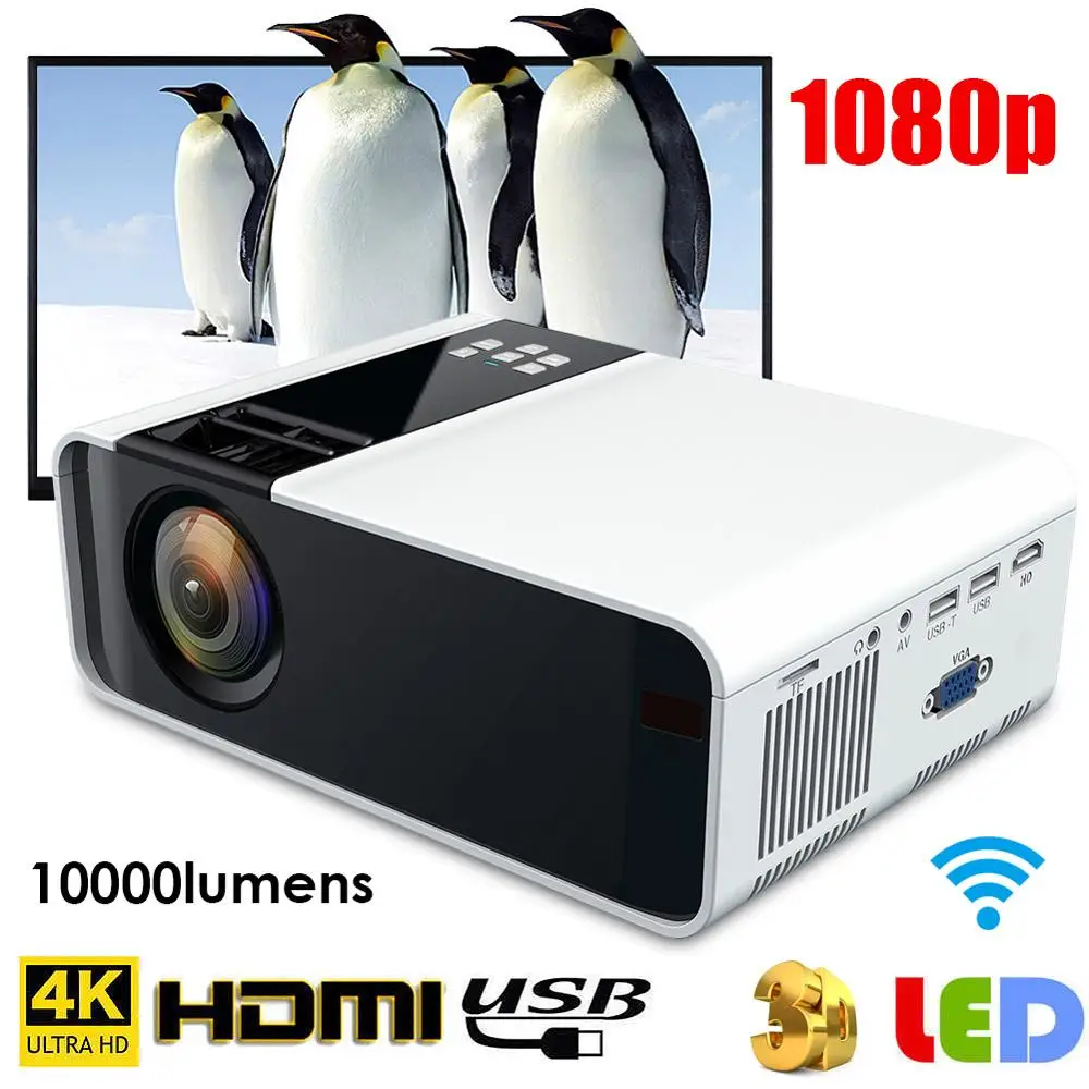 W10 мультимедийный домашний кинотеатр 4K WiFi Bluetooth 3D HD светодиодный проектор 1920*1080 HDMI