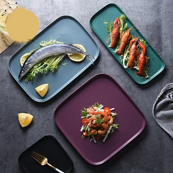 

1pcs Nordic Ceramic Dinner Plate Steak Food Plate Tableware High Quality Solid Color Dish Porcelain Dinnerware Kitchen Supplies