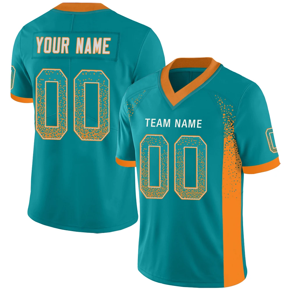 Top Quality Football Jersey Sew Team Name/Number Athletic Ployester Practice Short Sleeve Shirts for Boy/Girl/Kids Birthday Gift