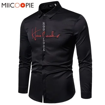 

2020 New Brand Shirts For Men Casual Letter Embroidery Solid Formal Chemise Slim Homme Korean Clothes Mens Social Dress Shirts